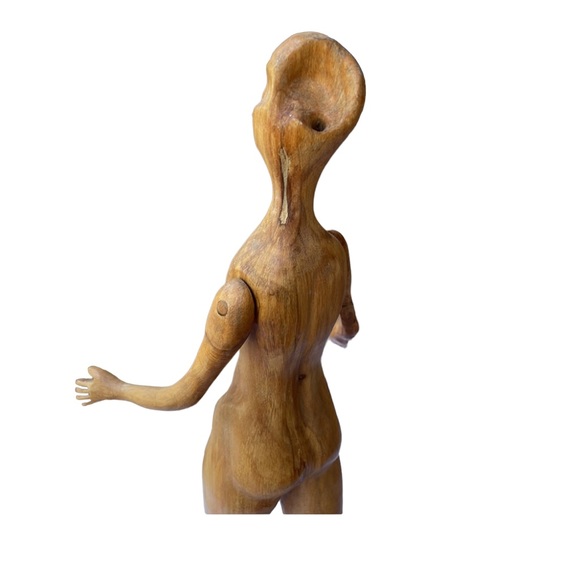 Not for sale..CAROLYN RHOUDS’ hand carved wood sculpture, “Right Brain Woman” - Picture 4 of 15